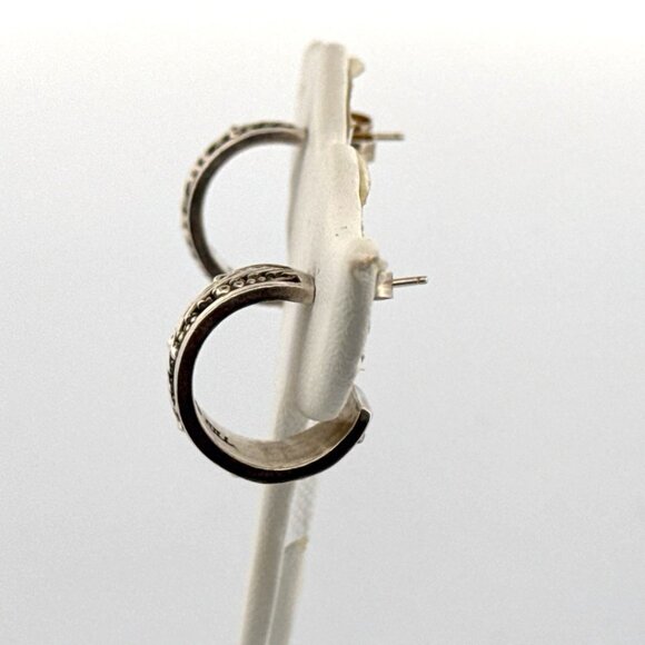 Vintage Lois Hill Sterling Silver 925 Wide Etched Hoop Earrings 17g Estate - Picture 4 of 9